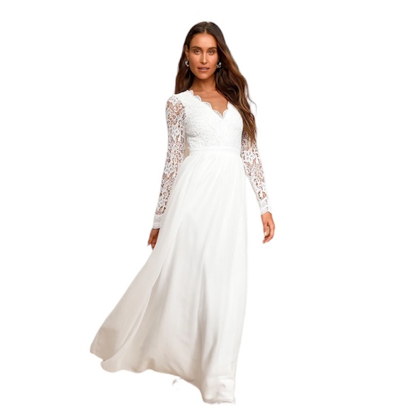 Lulus Dresses & Skirts - Lulu’s l Awaken My Love White Long Sleeve Lace Maxi Dress